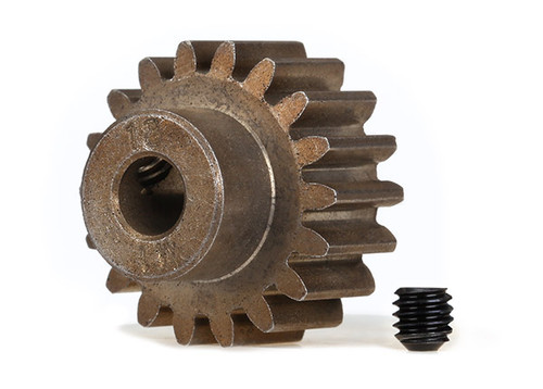 Gear, 18-T pinion (1.0 metric pitch) (fits 5mm shaft)/ set screw (compatible with steel spur gears)