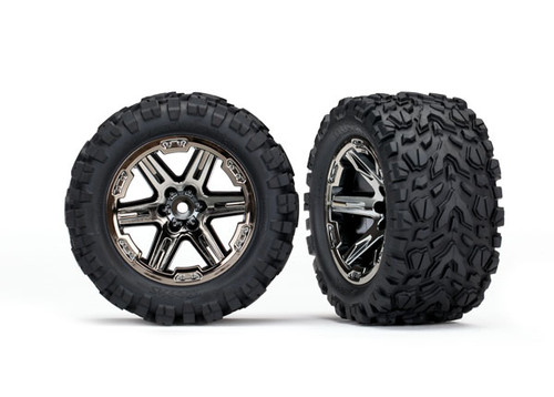 Tires & wheels, assembled, glued (2.8') (RXT black chrome wheels, Talon Extreme tires, foam inserts) (2WD electric rear) (2) (TSM rated)