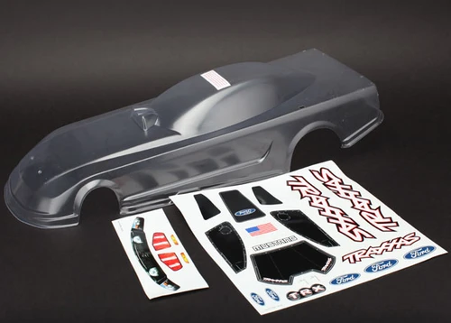 Body, Ford Mustang (clear, requires painting)/ decals