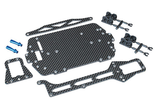 Carbon fiber conversion kit (includes chassis, upper chassis, battery hold down, adhesive foam tape, hardware)