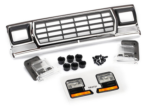 Grille, Ford Bronco/ grille retainers (6)/ headlight housing (2)/ lens (2)/ 2.6x8 BCS (6)/ 2.5x6 BCS (2) (fits #8010 body)