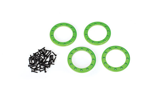 Beadlock rings, green (1.9') (aluminum) (4)/ 2x10 CS (48)