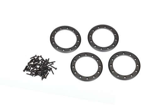 Beadlock rings, black (1.9') (aluminum) (4)/ 2x10 CS (48)
