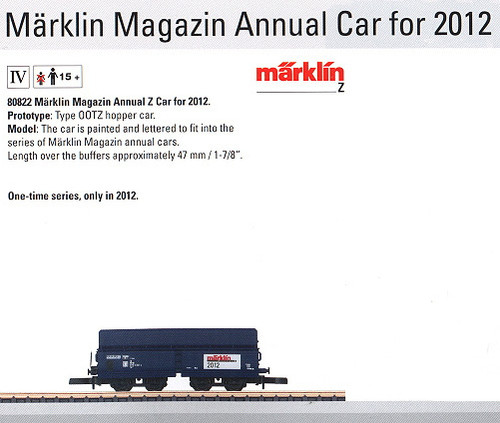 M80822  2012 Qtr.3 M‚Äö√Ñ√∂‚àö√ë‚àö‚àÇ‚Äö√†√∂‚Äö√Ñ‚Ä†‚Äö√†√∂‚Äö√†√á‚Äö√Ñ√∂‚àö√ë‚àö‚àÇ‚Äö√†√∂‚àö√´¬¨¬®¬¨¬¢_rklin Magazin Annual Z Car for 2012 (L) (Z Scale)