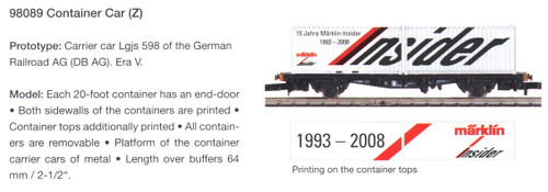 M98089  2009 Z Insider 15th Anniversary Container Car