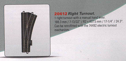 W441-20612  3-Rail C Track - My World -- Manual Turnout - Right-Hand