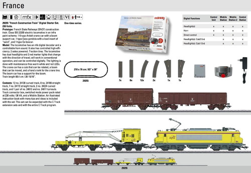 W441-29255  French Construction Train Starter Set - 3-Rail w/Digital & Mobile Station -- French State Railways SNCF (Era VI) 230 Volts