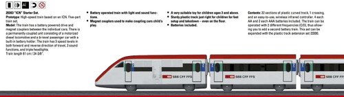 W441-29303  High-Speed Train Battery Operated Starter Set w/Plastic Track - My World -- Swiss ICN