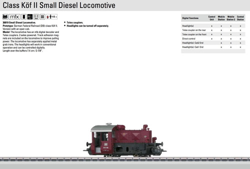 W441-36819  Kof II Open-Cab Switcher - 3-Rail w/Digital -- German Federal Railway (Era III; red, black, silver)