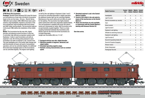 W441-37756  Class DM 2-Unit Electric - 3-Rail w/Sound & Digital -- Swedish State Railways SJ #1205, 1206 (Era III 1965, Boxcar Red, gray)