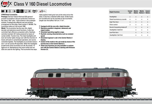 W441-37766  Class V 160 Lollo - 3-Rail w/Sound & Digital -- German Federal Railroad DB #V 160 005 (Era III, red, white, gray)