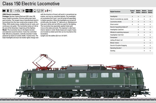 W441-37853  Class 150 Electric - 3-Rail w/Sound & Digital -- German Federal Railroad DB (Era IV 1970s-80s, green, black, silver)