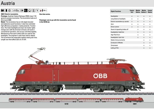W441-39841  Class 1116 Electric - 3-Rail w/Sound & Digital -- Austrian Federal Railways OBB (Era V, 2006, red, gray)