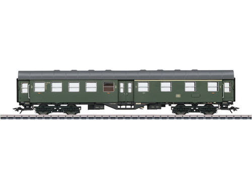 W441-41310  Type AB4yge 1st/2nd Class Rebuild Car - 3-Rail - Ready to Run -- German Federal Railroad DB (Era III 1959, bottle green, gray)