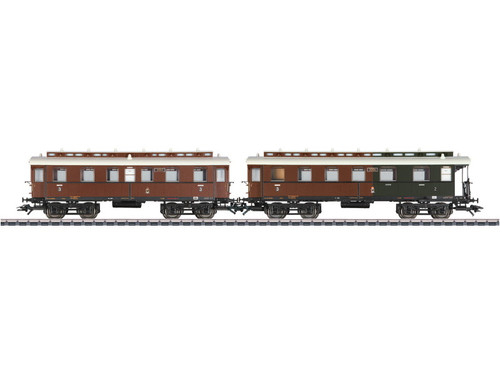 W441-43059  Branch Line 2nd/3rd & 3rd Class 2-Car Set #2 - 3-Rail - Ready to Run -- Royal Prussian Railroad Administration KPEV (Era I 1916)