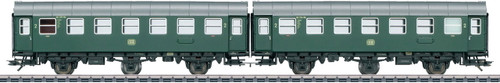W441-43183  DB Pair of Passenger Cars, Type B3ygeb - 3-Rail Ready to Run -- German Federal Railroad DB (Era IV 1962, green, gray)
