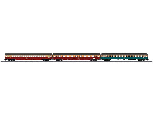 W441-43307  InterCity 690 Hohenstaufen Express 1st/2nd Class 3-Car Set - 3-Rail Ready to R -- German Federal Railroad DB (Era IV 1983, Ocean Blue or Crimson, ivory)