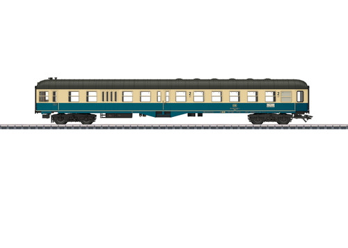 43335 Type BDylf 457 2nd Class Cab Car-Baggage - Coach - 3-Rail - Ready to Run -- German Federal Railroad DB (Era IV 1984, ocean blue, ivory, gray)