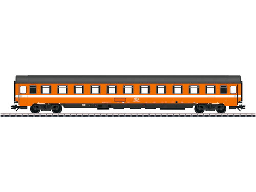 W441-43520  Eurofima Type BI6 2nd Class Compartment Car - 3-Rail - Ready to Run -- Belgian State Railroad SNCB/NMBS (Era IV 1979, orange, gray, white)