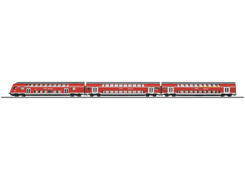 W441-43570  Regio DB Bi-Level 3-Car Set - 3-Rail - Ready to Run -- 1 Cab Car & 2 Coaches German Railroad DB AG (Era VI 2012, red, gray)