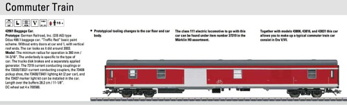 43961 Type Dduu 498.1 Baggage Car - 3-Rail - Ready to Run -- German Railroad DB AG (Era V 2003; Traffic Red, gray)