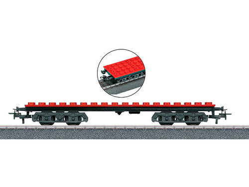 44734 Clip-On Block Car w/Plastic Block Deck - 3-Rail - Ready to Run - Start Up -- Red (Compatible w/Plastic Locking Building Blocks)