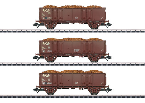 46019 Type Eo High-Side Gondola 3-Pack - 3-Rail - Ready to Run -- Dutch State Railways NS (Era IV 1980s, Boxcar Red)