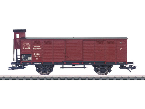 46160 Type Gl Dresden Wood Boxcar w/Brakeman's Cab - 3-Rail - Ready to Run -- German State Railroad DRG (Era II, Boxcar Red)