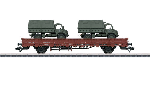46936 Type Kbs 443 Stake Car with Unimog S404 Military Load - 3-Rail - Ready to