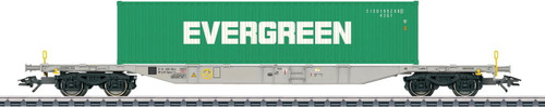 W441-47065  Type Sgnss 114 Container Flatcar w/Load - 3-Rail Ready to Run -- AAE Cargo (Era VI 2015, gray, 40' Evergreen Container)