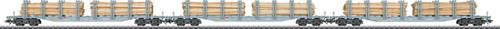 W441-47148  Type Snps 719 Stake Flatcar w/Log Load 3-Pack - 3-Rail Ready to Run -- Swiss Federal Railways SBB (Era VI, gray)
