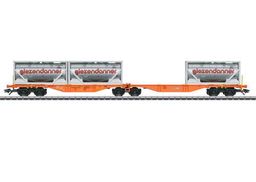 47805 Type Sggrss Container Flatcar with Tank Containers - 3-Rail - Ready to Run -- Wascosa (Era VI 2011, orange, silver Containers)