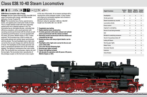 W441-55384  Class 38.10-40 4-6-0 - Sound & DCC -- German Federal Railroad DB (Era IV)