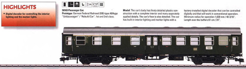 W441-58163  Type AB4yge 1st/2nd Class w/Digital Light - Ready to Run -- German Federal Railroad DB Umbauwagen/Rebuild (Era III, green)