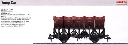 W441-58515  Type F-z 120 Dump Car - Ready to Run -- German Federal Railroad DB (Era IV, black, brown)