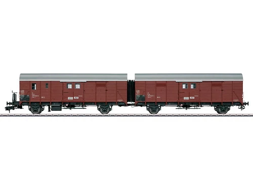 58824 Leig Unit Type Hkr-z 321 2-Unit Boxcar - Ready to Run -- German Federal Railroad DB #2 (Era IV, Boxcar Red, white, silver)