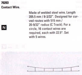70203 Marklin HO Catenary -- Catenary Wire   Length: 8"  (For C Track)  Pkg(5)