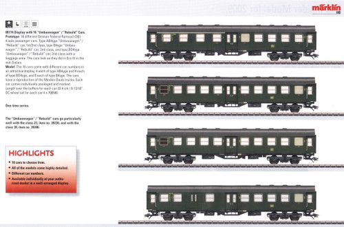 W441-774  Era III Rebuild Passenger Car Display pkg(16) -- DB German Federal Railroad