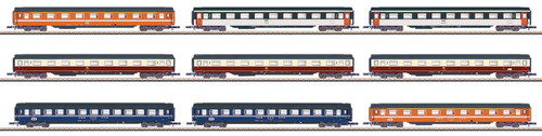 W441-87409  Eurofima Passenger 9-Car Display - Exclusiv -- 9 Different Cars