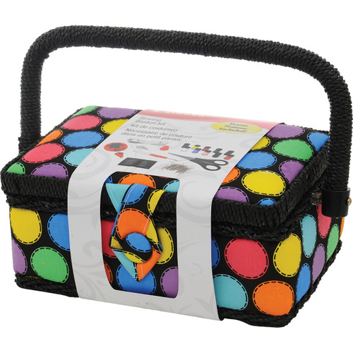 7272 Sewing Basket-7.25"X3.5"X5" Bright Dots