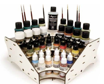 Corner Module Paint Display Stand (Holds 45 Bottles & Brushes)