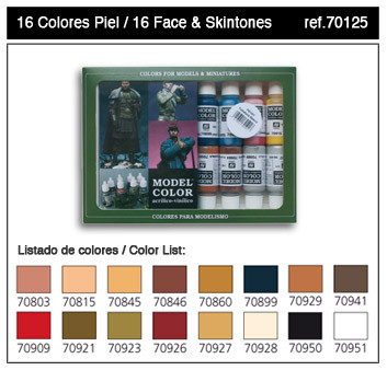 17ml Bottle Face & Skin Tones Model Color Paint Set (16 Colors)