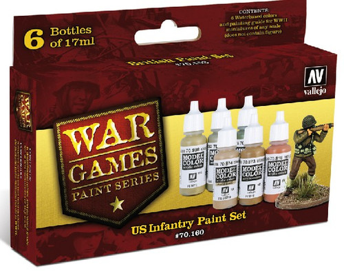 17ml Bottle US Infantry WWII Wargames Paint Set (6 Colors)