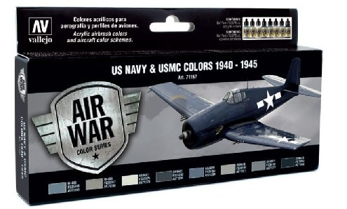 17ml Bottle USN & USMC Colors 1940-1945 Model Air Paint Set (8 Colors)