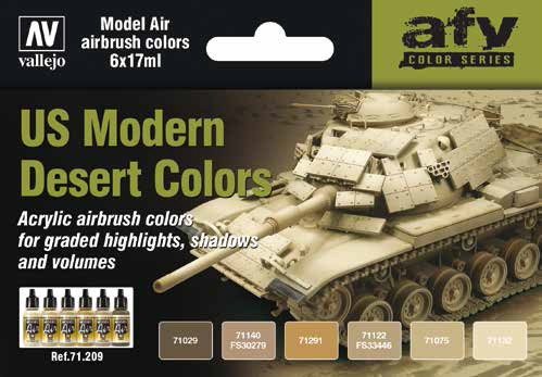 17ml Bottle US Modern Desert Colors Model Air Paint Set (6 Colors)