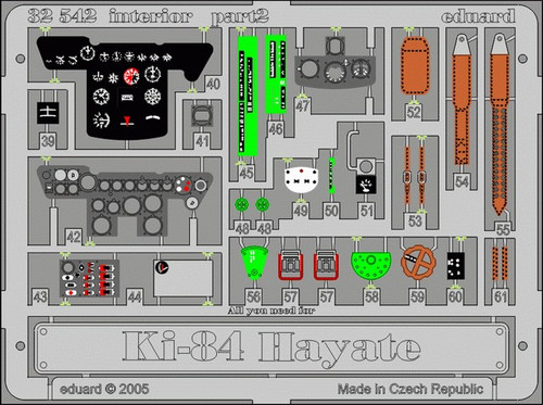 1/32 Aircraft- Ki84 Hayate Interior for HSG (Painted)