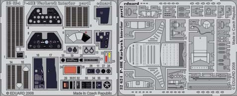 1/32 Aircraft- P40E Warhawk Interior for HSG (Painted Self Adhesive)