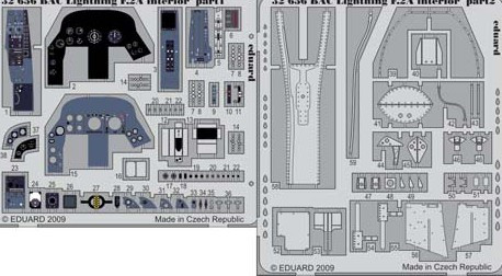 1/32 Aircraft- BAC Lightning F2A Interior for TSM (Painted Self Adhesive)