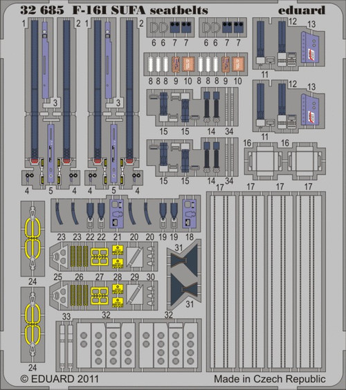 1/32 Aircraft- Seatbelts F16I Sufa for ACY (Painted)