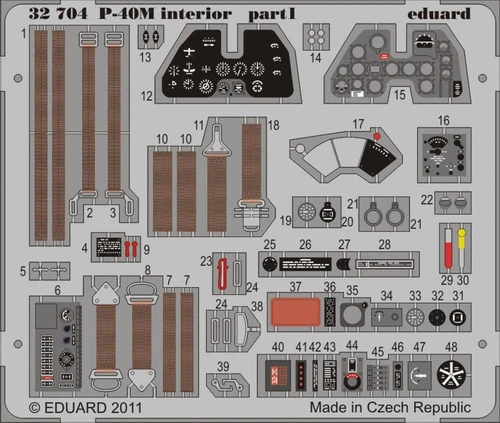 1/32 Aircraft- P40M Interior for HSG (Painted Self Adhesive)